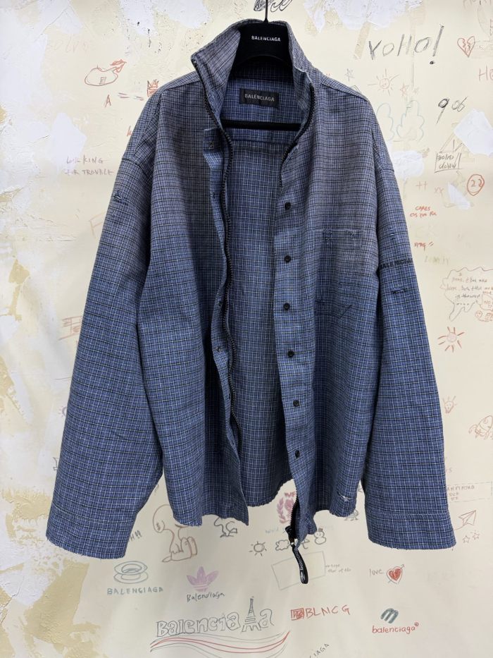 NIGO Balenciaga Men's Zip-up Shirt in Blue #nigo375912