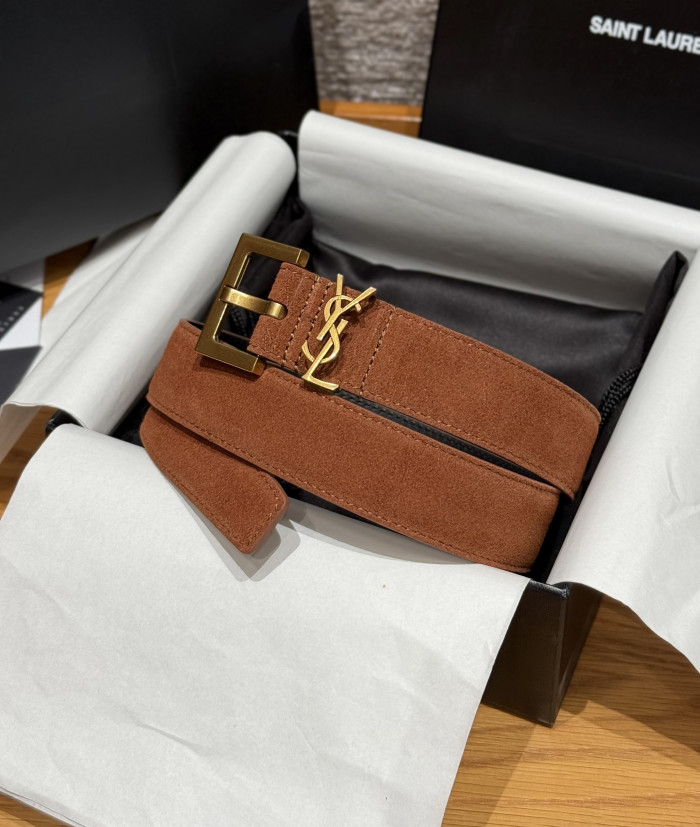NIGO Saint Laurent Cassandre Belt With Square Buckle in Suede #nigo375917