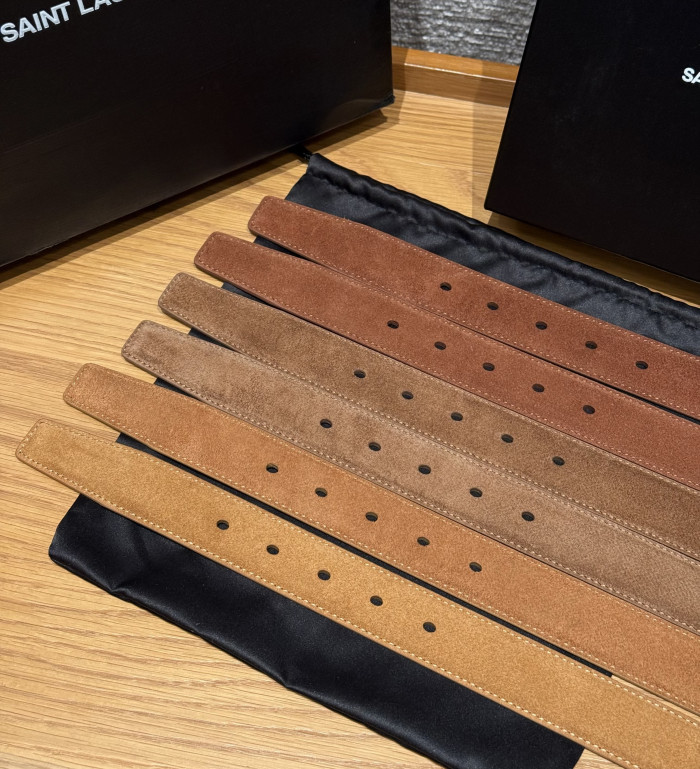 NIGO Saint Laurent Cassandre Belt With Square Buckle in Suede #nigo375917