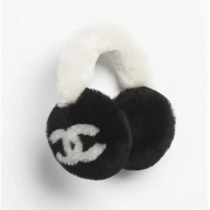 NIGO Chanel Top-Quality Version Earmuffs Shearling Lambskin Black Ecru #nigo375929
