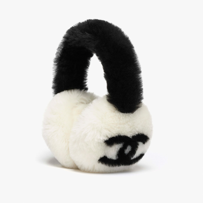 NIGO Chanel Top-Quality Version Earmuffs Shearling Lambskin Black Ecru #nigo375929