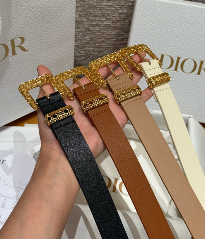 NIGO Dior Cannage Belt Black Smooth Calfskin 25MM #nigo375916