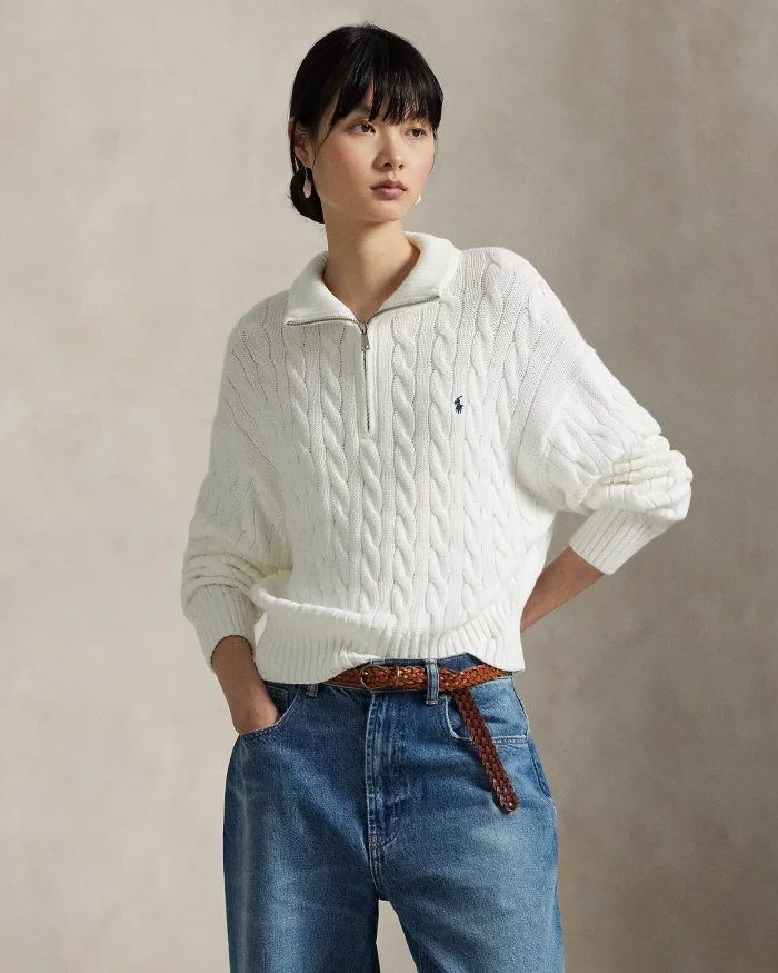NIGO Ralph Lauren Cable-Knit Cotton Quarter Zip Jumper Women #nigo375944