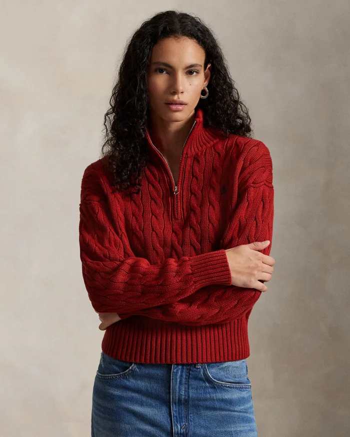 NIGO Ralph Lauren Cable-Knit Cotton Quarter Zip Jumper Women #nigo375944