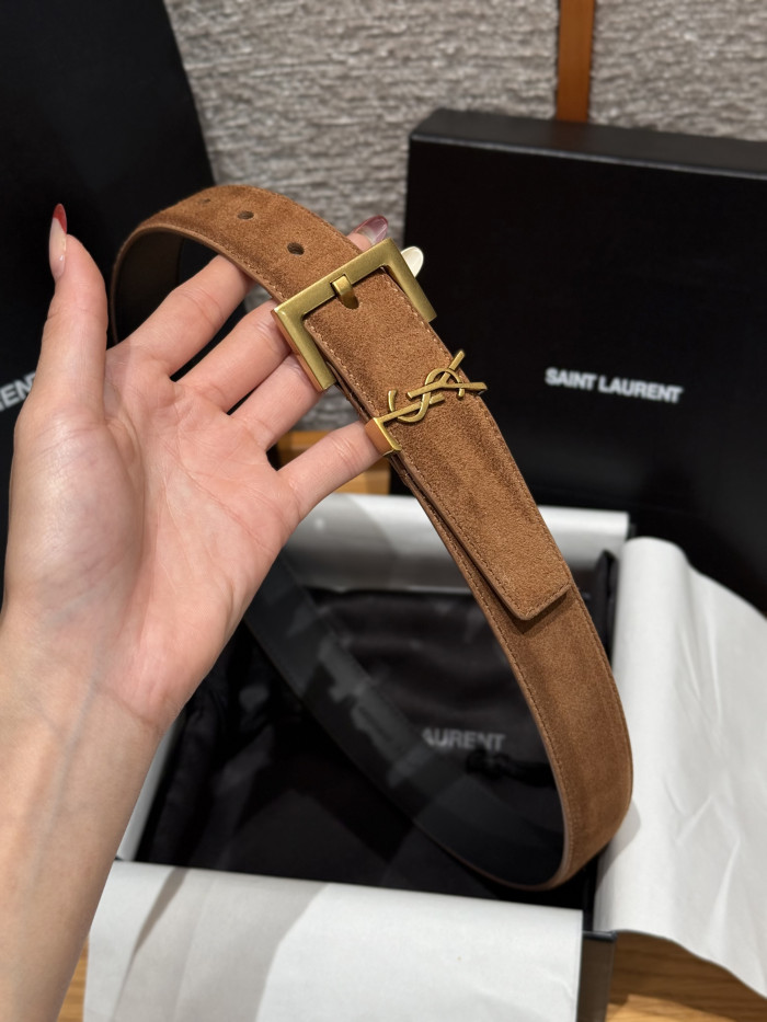 NIGO Saint Laurent Cassandre Belt With Square Buckle in Suede #nigo375917