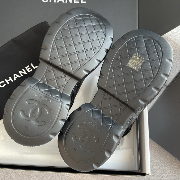 NIGO Chanel Sandals Shiny Calfskin Black White #nigo376185