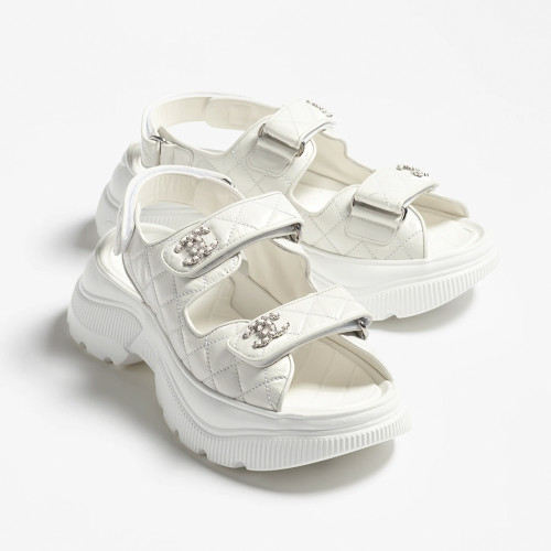 NIGO Chanel Sandals Shiny Calfskin Black White #nigo376185