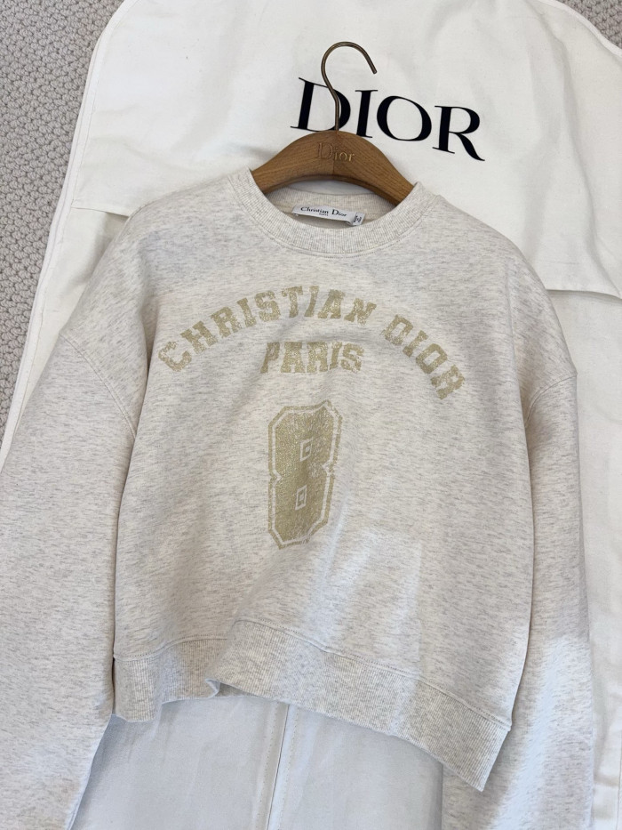 NIGO DIOR Cropped Sweatshirt Beige Cotton Jersey #nigo376144