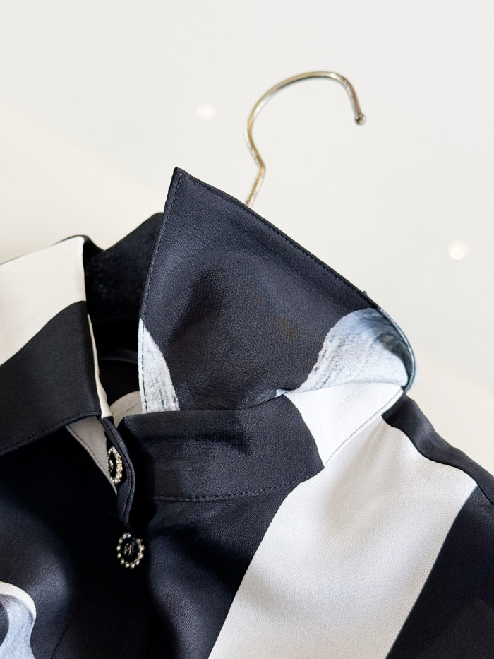 NIGO Chanel Graffiti Lapel Lace Sleeves Silk Shirt #nigo376309