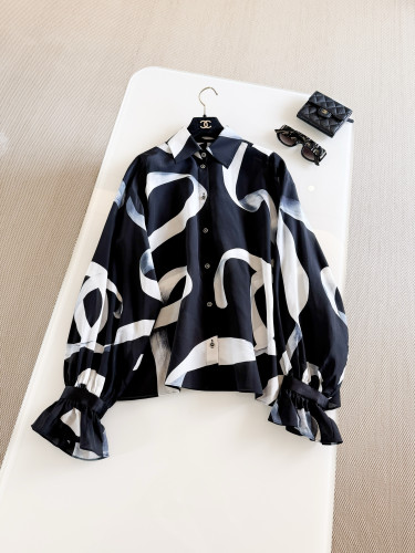 NIGO Chanel Graffiti Lapel Lace Sleeves Silk Shirt #nigo376309