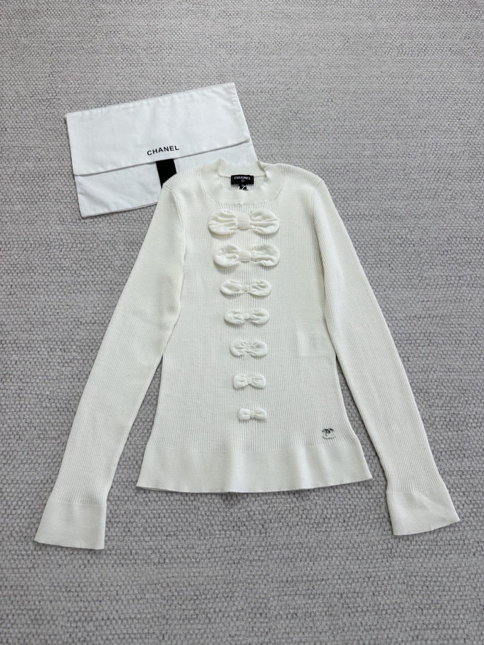 NIGO Chanel Top-quality Version Bow-knotted Wavy Knitted Bottoming Shirt #nigo336386