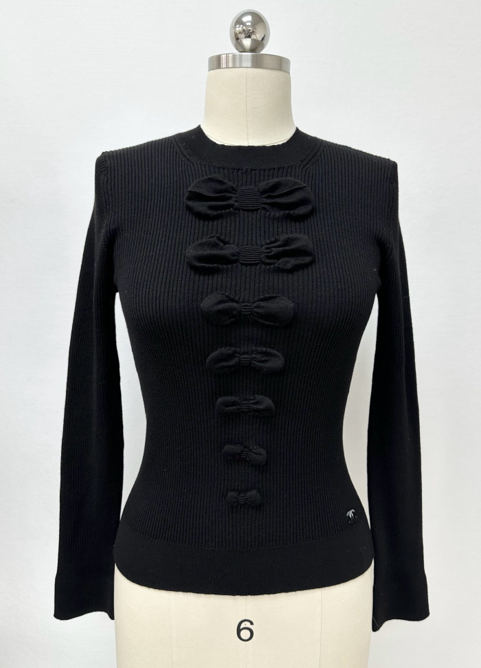 NIGO Chanel Top-quality Version Bow-knotted Wavy Knitted Bottoming Shirt #nigo336386