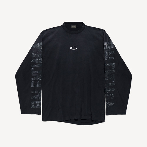 NIGO Balenciaga Top-quality Version Men's Transparent Tape Shifted Oversized Long Sleeve T-shirt in Faded Black#nigo376444