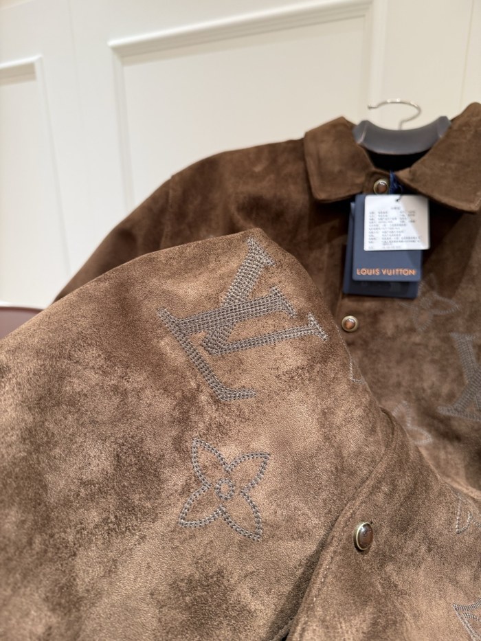 NIGO LOUIS VUITTON Monogram Embroidered Suede Overshirt #nigo376523