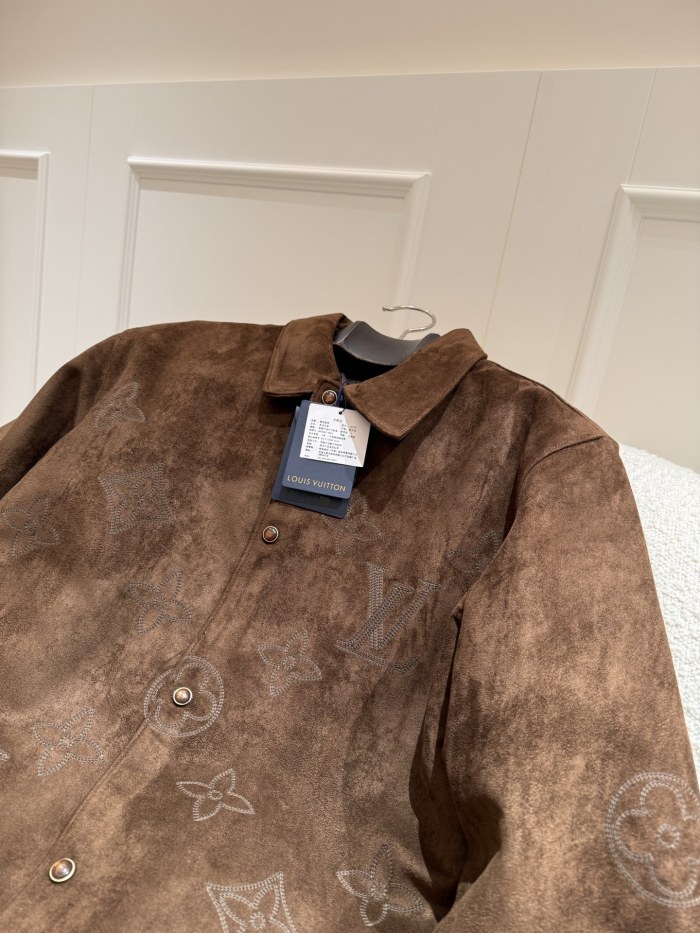 NIGO LOUIS VUITTON Monogram Embroidered Suede Overshirt #nigo376523