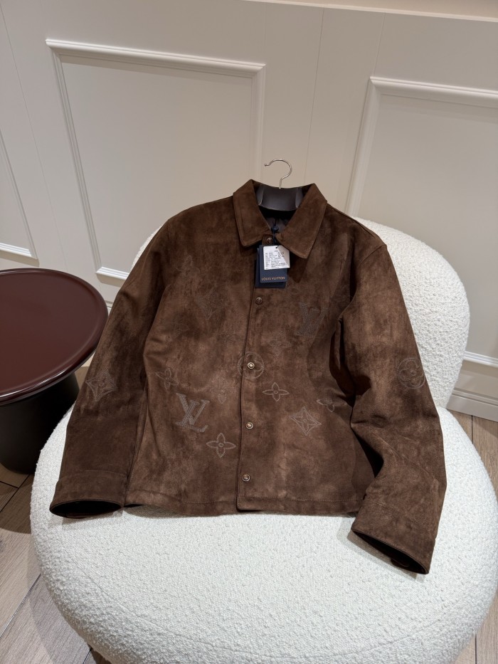 NIGO LOUIS VUITTON Monogram Embroidered Suede Overshirt #nigo376523