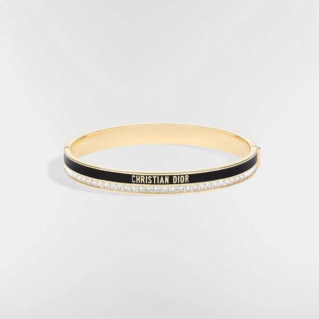 NIGO DIOR Night Code Bangle Gold-Finish Metal Sparkling Crystals and Black Lacquer #nigo376605