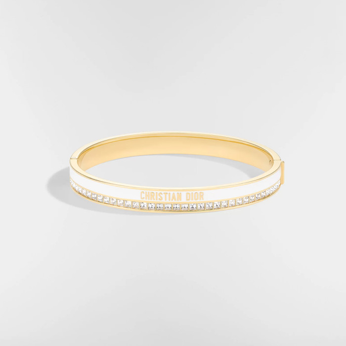 NIGO DIOR Night Code Bangle Gold-Finish Metal Sparkling Crystals and Black Lacquer #nigo376605
