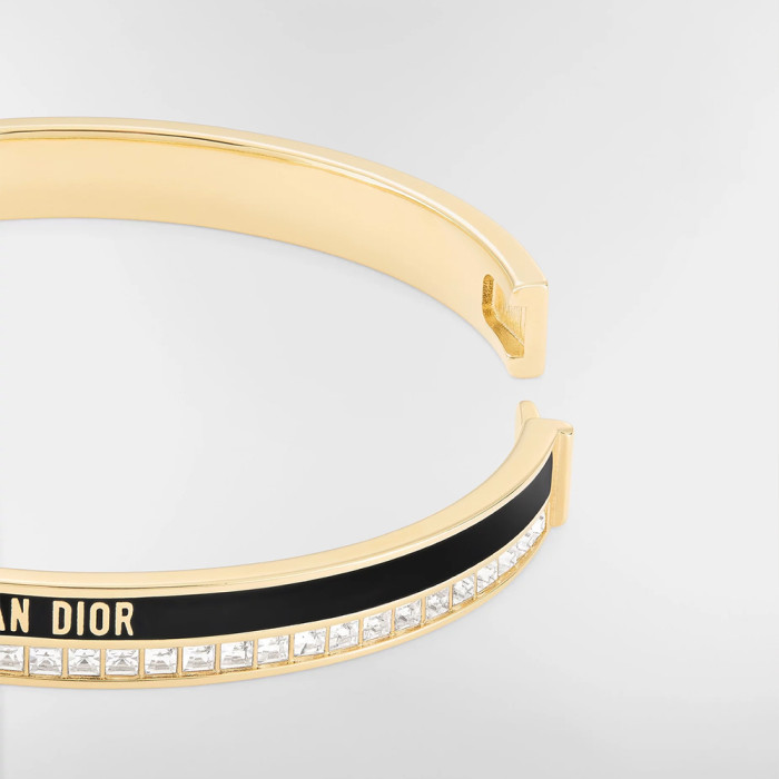 NIGO DIOR Night Code Bangle Gold-Finish Metal Sparkling Crystals and Black Lacquer #nigo376605