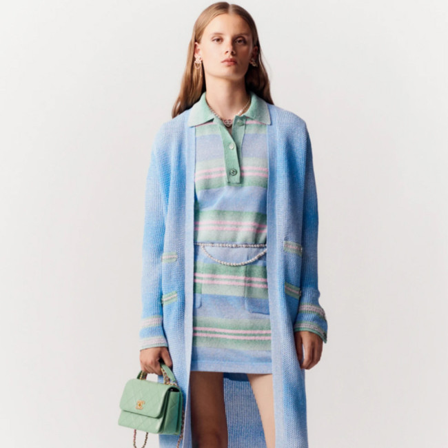 NIGO Chanel Pre-Spring 23P Pastel Striped Knit Polo Dress Multiple Colors #nigo328841