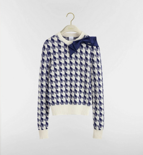 DIOR Houndstooth Bow Knitted Sweater 2026 SS Spring Summer Collection 376361