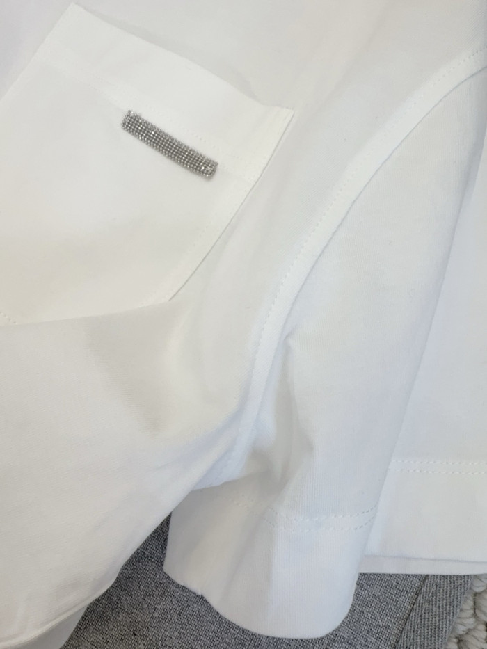 NIGO Brunello Cucinelli White Pocket Short Sleeved Cotton T-Shirt #nigo376976