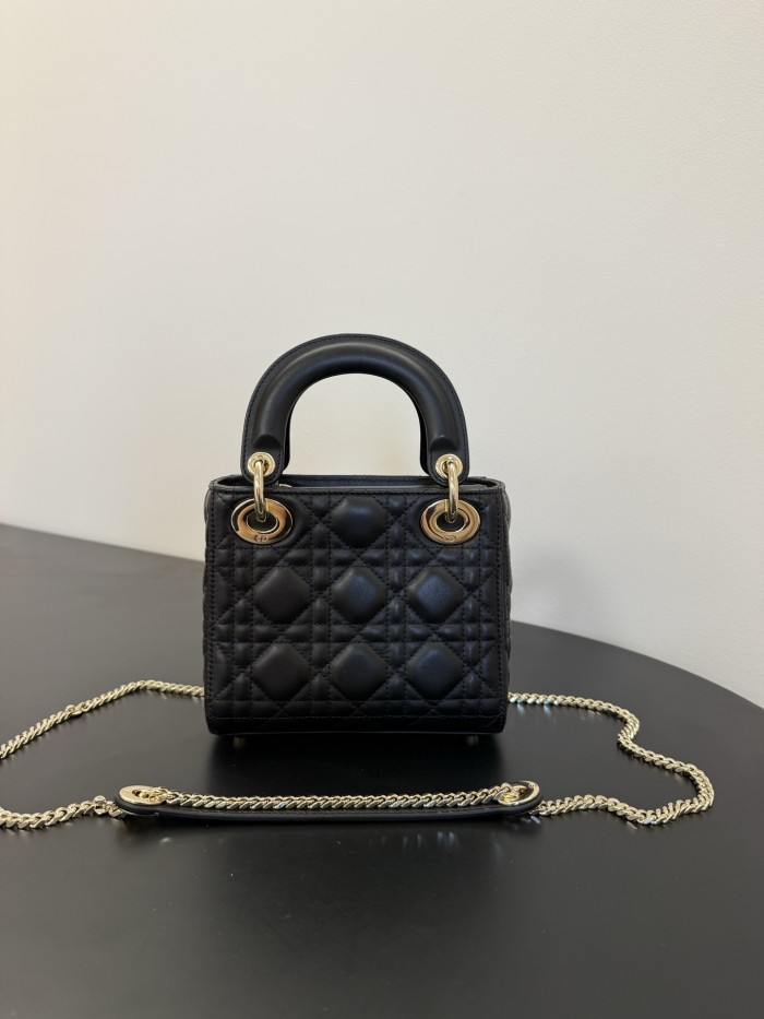 NIGO DIOR Mini Lady Dior Bag with Chain Black Cannage Lambskin #nigo376913