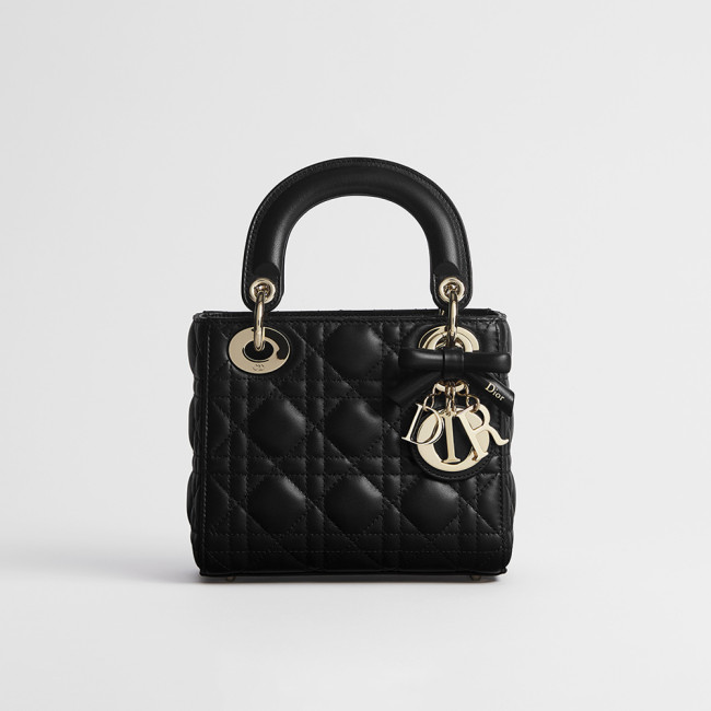NIGO DIOR Mini Lady Dior Bag with Chain Black Cannage Lambskin #nigo376913