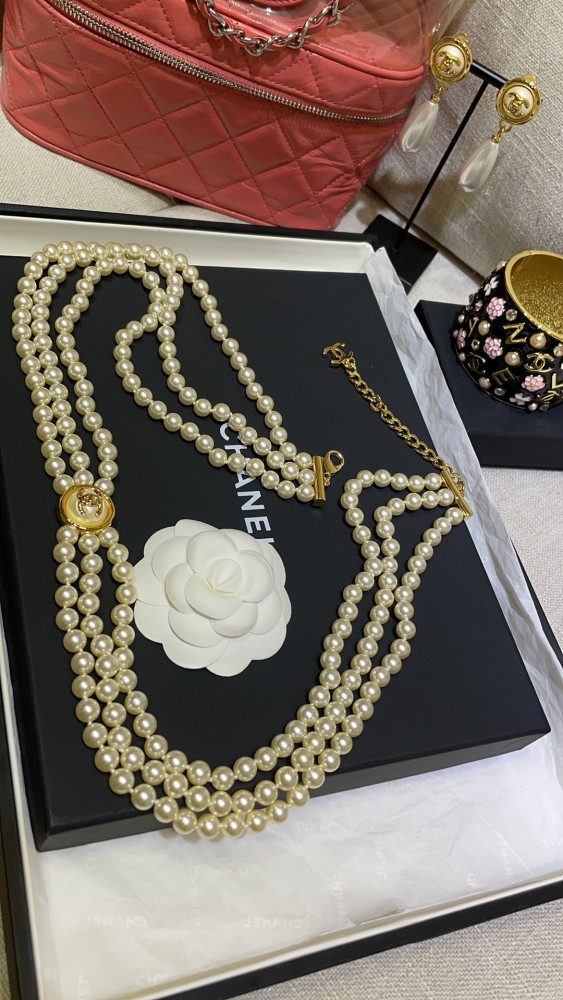 NIGO Chanel 24A Gold Button Double C Pearl Triple Layer Waist Chain #nigo302519