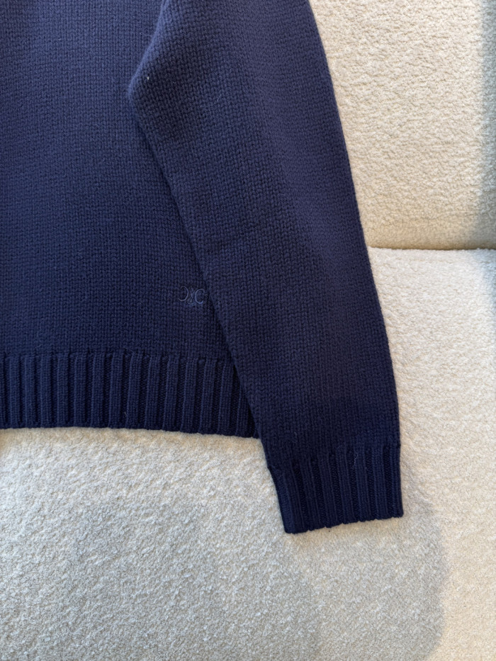 NIGO Celine V-Neck Knitted Sweater Navy Blue College Style #nigo376939