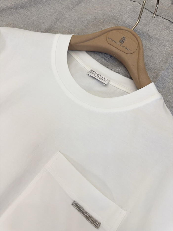 NIGO Brunello Cucinelli White Pocket Short Sleeved Cotton T-Shirt #nigo376976