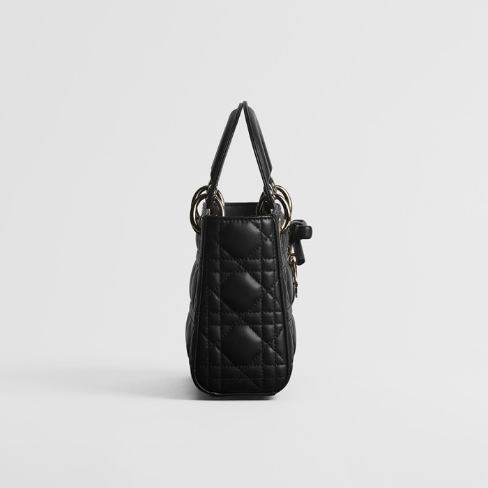 NIGO DIOR Mini Lady Dior Bag with Chain Black Cannage Lambskin #nigo376913