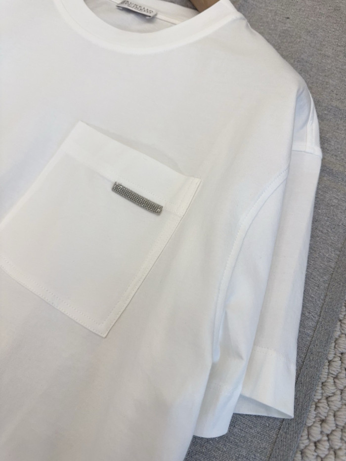 NIGO Brunello Cucinelli White Pocket Short Sleeved Cotton T-Shirt #nigo376976