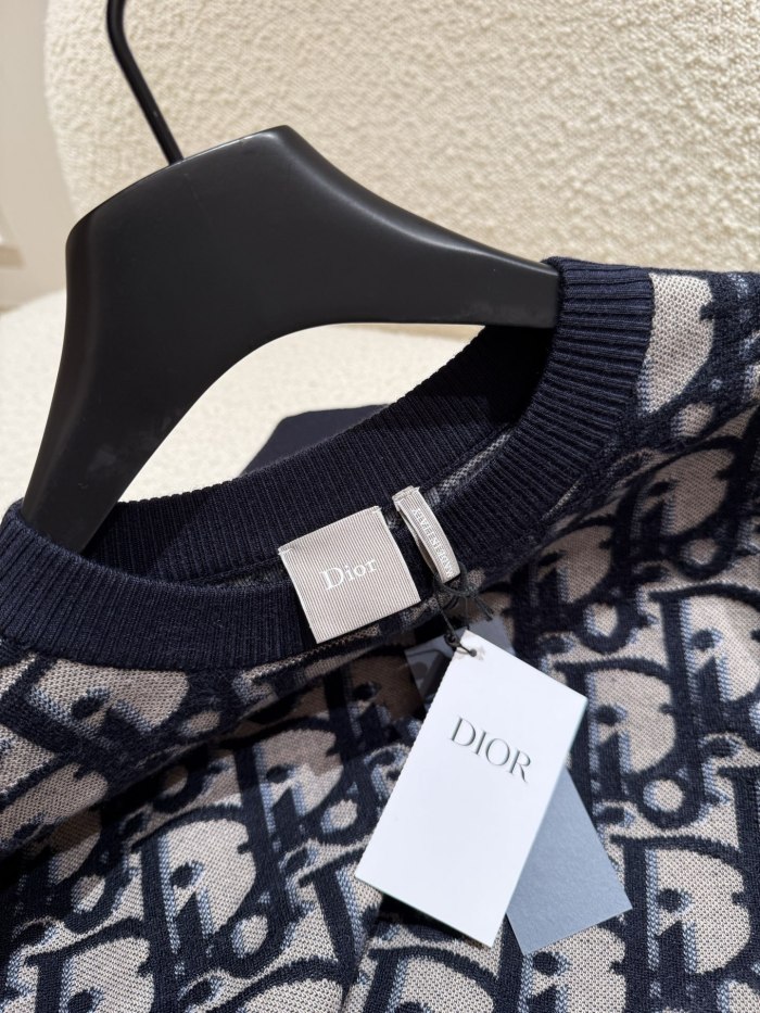NIGO DIOR Dior Oblique Sweater Blue Cotton Wool Silk Blend Jacquard #nigo377022
