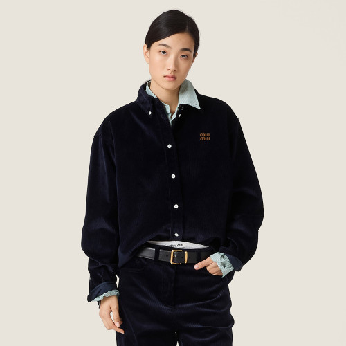 NIGO MiuMiu Navy Corduroy And Suede Shirt #nigo377017