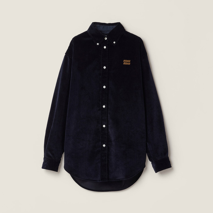 NIGO MiuMiu Navy Corduroy And Suede Shirt #nigo377017