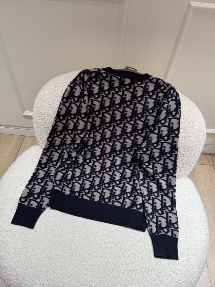 NIGO DIOR Dior Oblique Sweater Blue Cotton Wool Silk Blend Jacquard #nigo377022