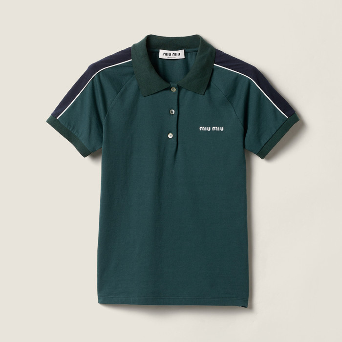NIGO MiuMiu Bottle Green blue Cotton Jersey Polo Shirt #nigo377064