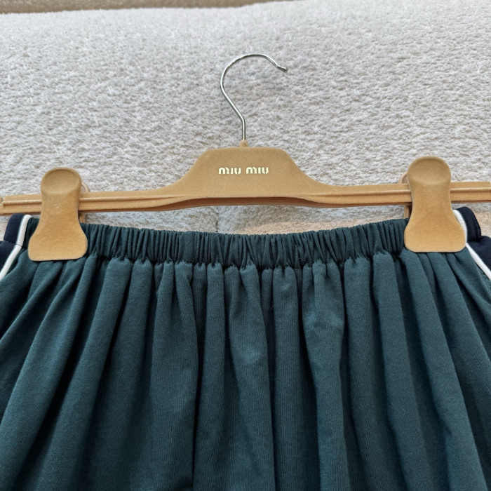 NIGO MiuMiu Bottle Green blue Cotton Jersey Miniskirt #nigo377063