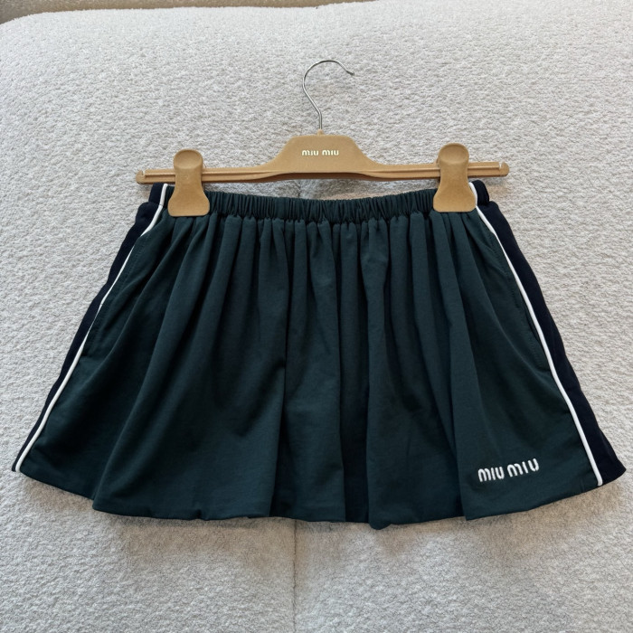 NIGO MiuMiu Bottle Green blue Cotton Jersey Miniskirt #nigo377063