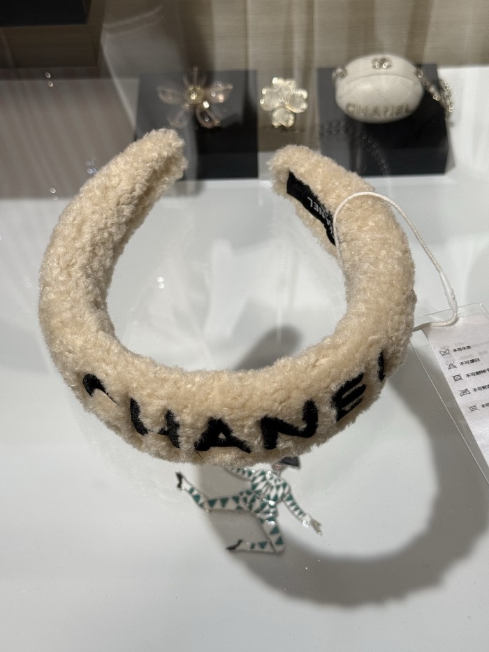 NIGO Chanel White Plush Black Woven Wire Letter Headband Hairpin #nigo377070