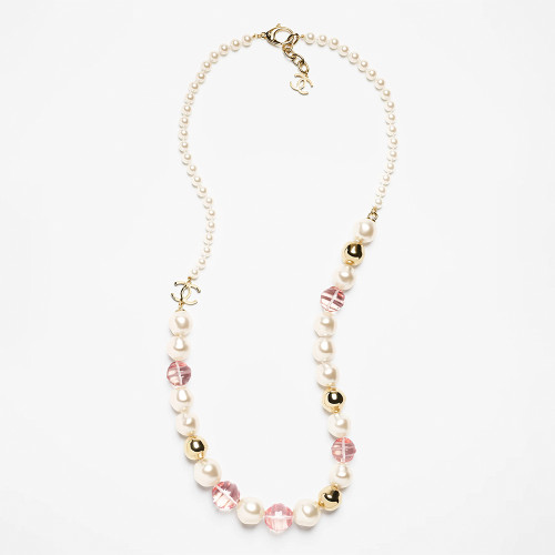 NIGO Chanel Long Necklace Metal Imitation Pearls Glass Pearls Gold #nigo377068