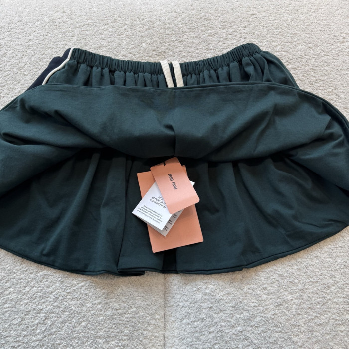 NIGO MiuMiu Bottle Green blue Cotton Jersey Miniskirt #nigo377063