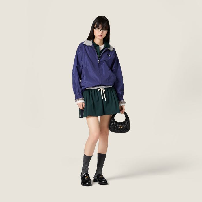 NIGO MiuMiu Bottle Green blue Cotton Jersey Miniskirt #nigo377063