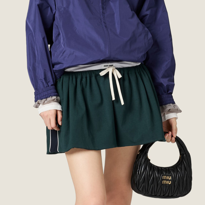 NIGO MiuMiu Bottle Green blue Cotton Jersey Miniskirt #nigo377063
