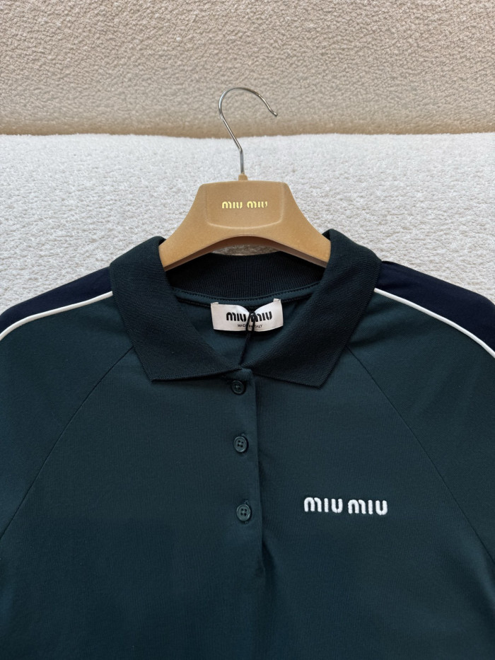 NIGO MiuMiu Bottle Green blue Cotton Jersey Polo Shirt #nigo377064