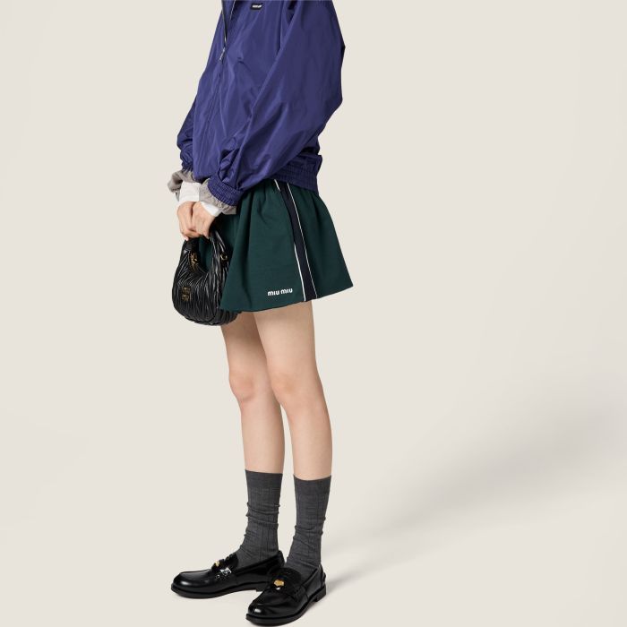 NIGO MiuMiu Bottle Green blue Cotton Jersey Miniskirt #nigo377063