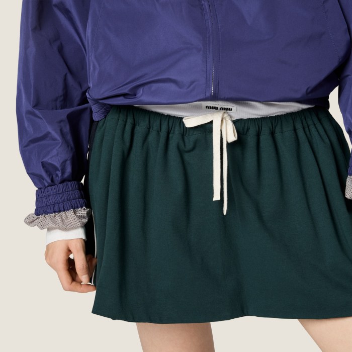 NIGO MiuMiu Bottle Green blue Cotton Jersey Miniskirt #nigo377063