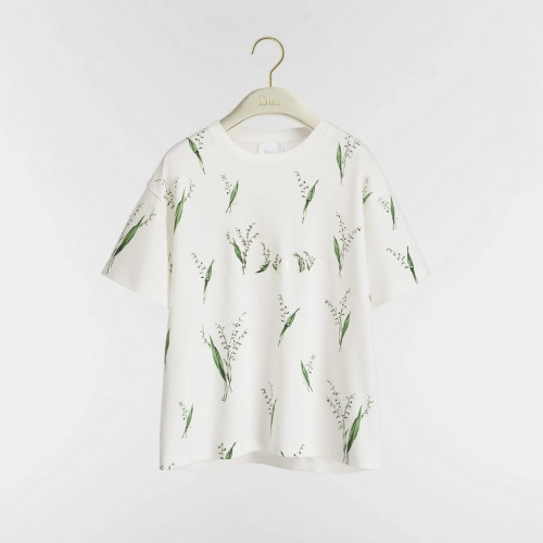 NIGO DIOR Oversized T-Shirt White Cotton Jersey with Multicolor Lily of the Valley Motif #nigo377093