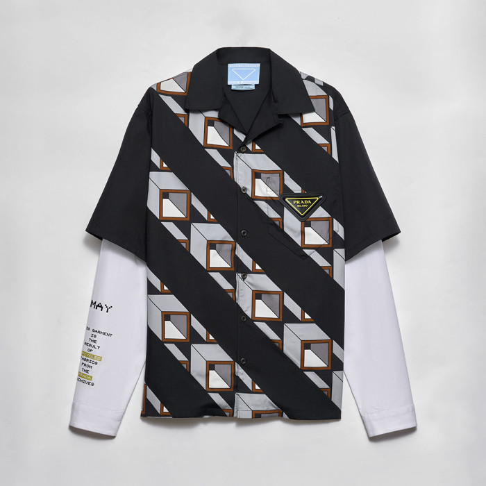 NIGO PRADA Black steel Timecapsule Printed Cotton Shirt #nigo377112